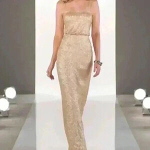 NWT Sorella Vita Gild Sequin Gown Rose Gold Size 8